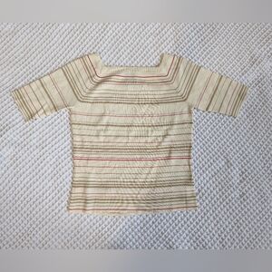 🎩 Willi Smith Striped Quarter Sleeve Top with Square Neckline - Vintage